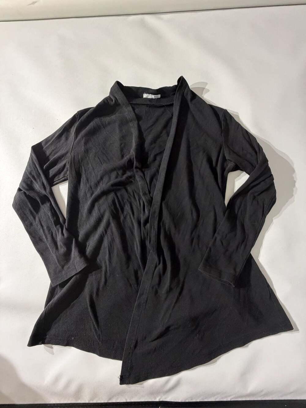 Messic M Black Open Front Cardigan Long Sleeve Lightweight Drape Layer